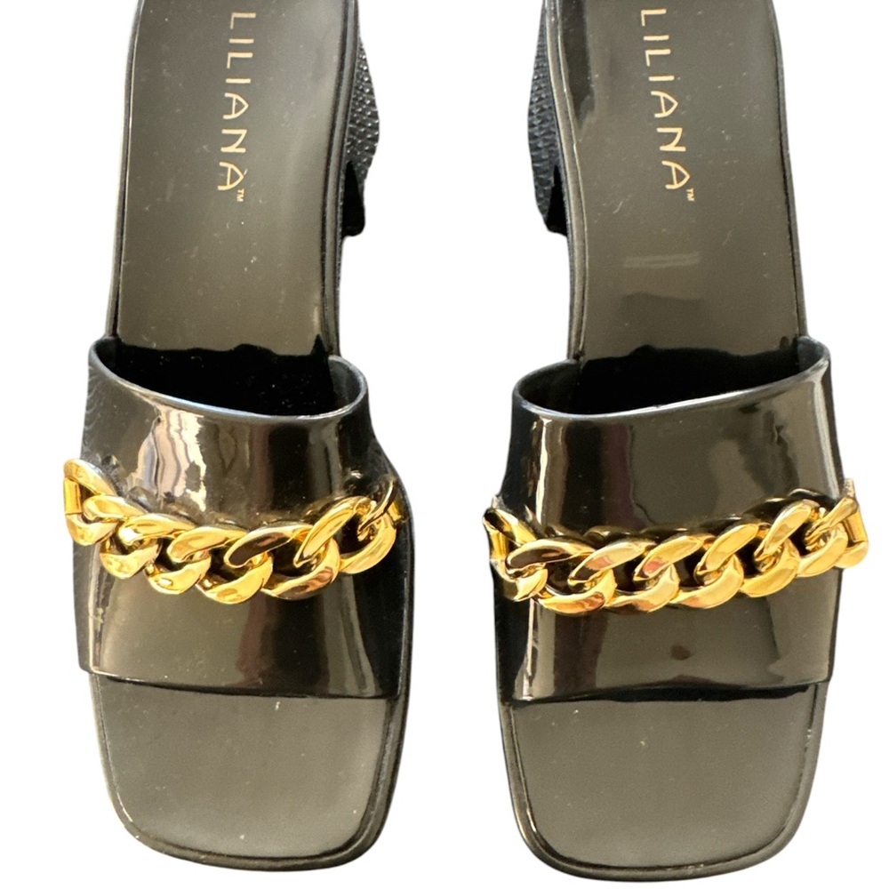 Liliana Black and Gold Chain Women's Shoes